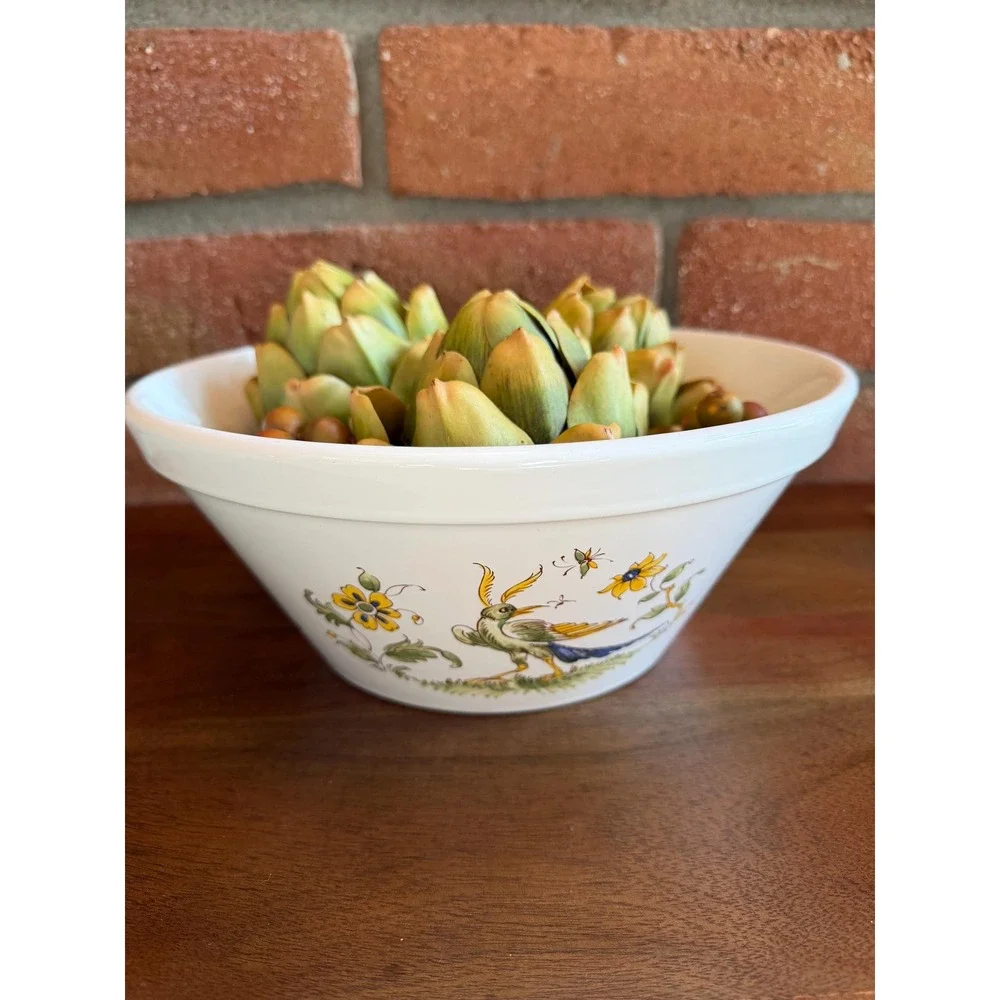 Vieux Provence Green Trim Large Salad Serving Bowl
